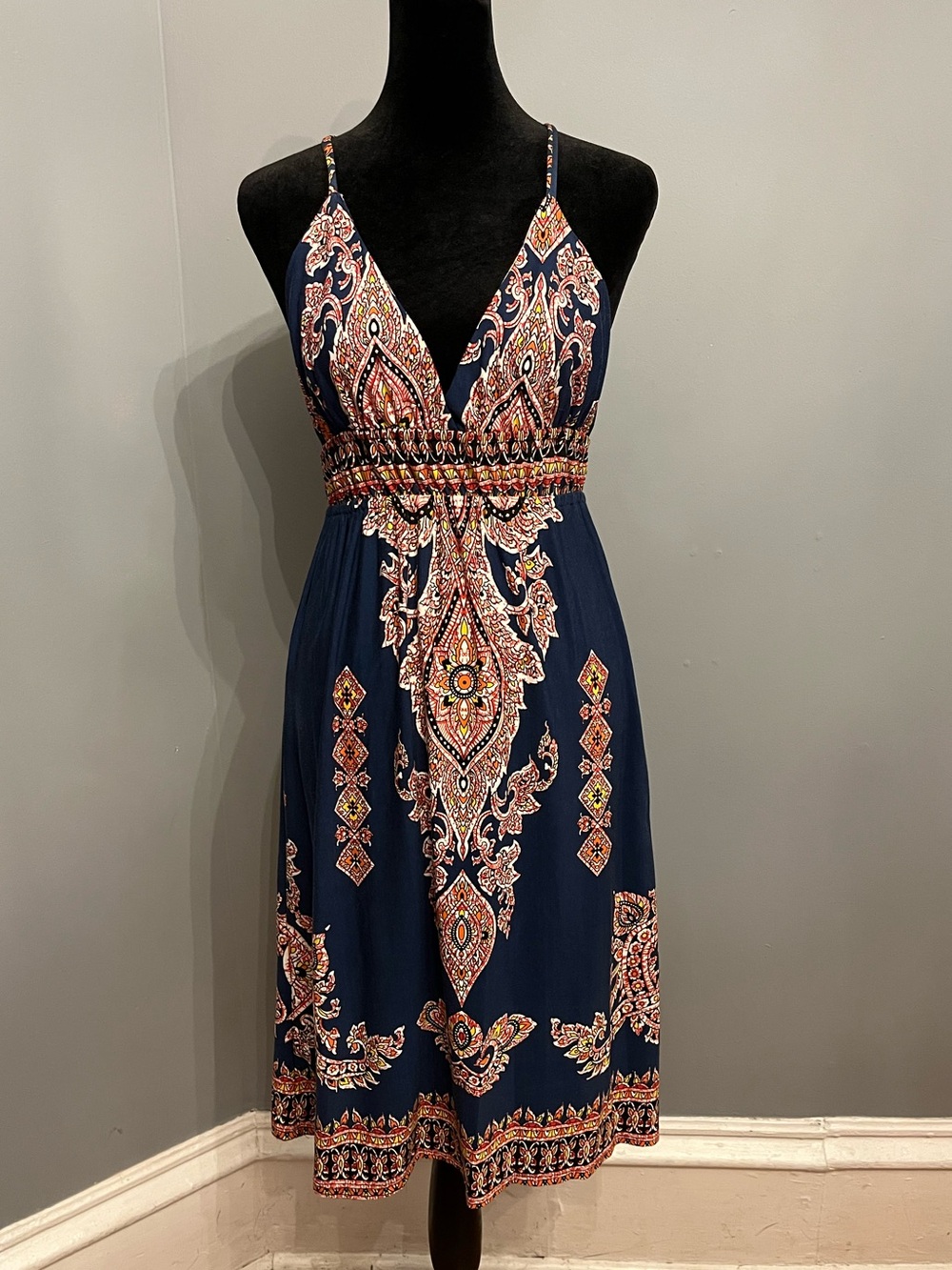 MAXIM Blue & Orange Sundress, size S